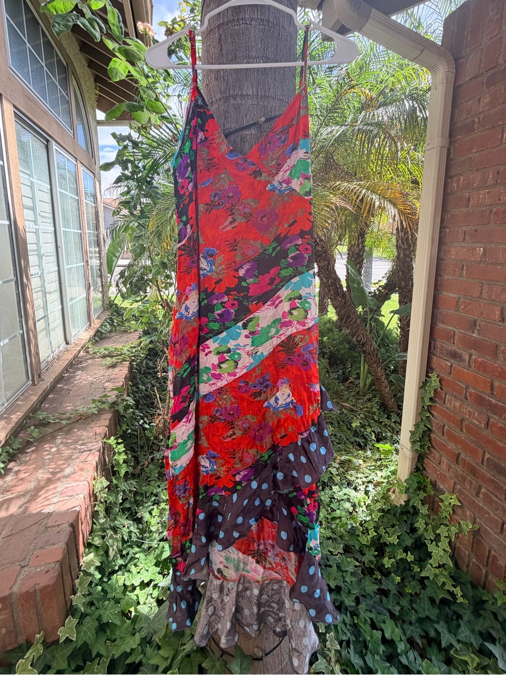 Nasty Gal Red Multi Floral Patchwork Maxi Dress